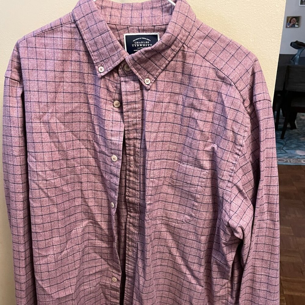 Charles Tyrwhitt Purple Plaid Casual Men's Button Down Shirt Size XL